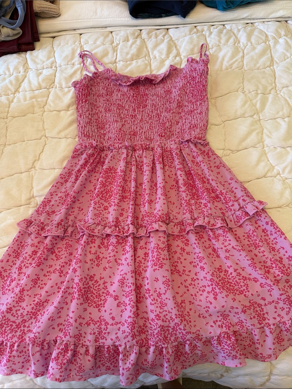 Women’s Pink Floral Ruffle Sundress